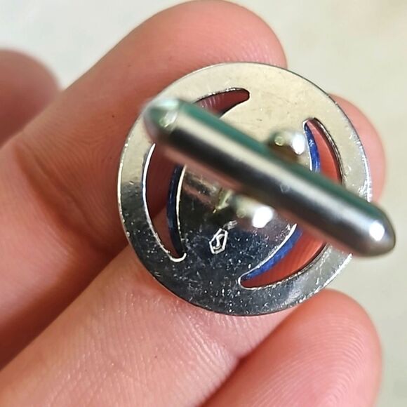 Vintage Genuine Sodalite Blue Natural Gemstone Cufflinks Tie Tack Set - Picture 5 of 7